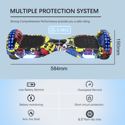 Malumeta Eléctrica Monopatin Hoverboard Bluetooth Led 8 Inch